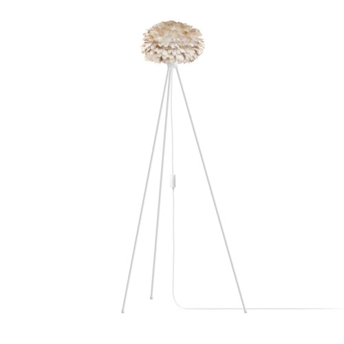 Eos Evia Tripod Floor Lamp by Umage - Mini, Brown lampshade, Tripod Floor Lamp White standing in the living room
