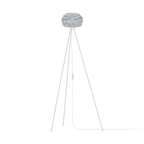 Eos Evia Tripod Floor Lamp by Umage - Mini, Grey lampshade, Tripod Floor Lamp White standing in the living room