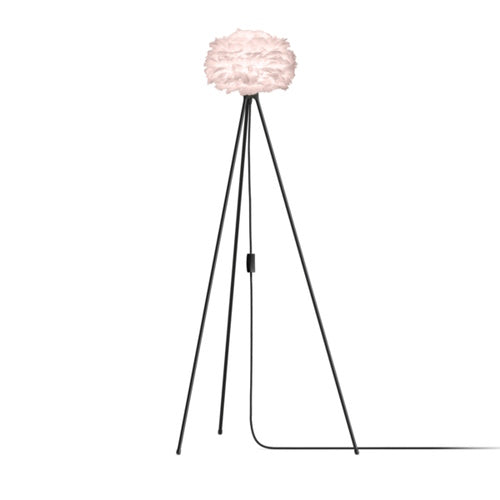 Eos Evia Tripod Floor Lamp by Umage - Mini, Rose lampshade, Tripod Floor Lamp Black standing in the living room