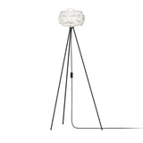 Eos Evia Tripod Floor Lamp by Umage - Mini, White lampshade, Tripod Floor Lamp Black standing in the living room
