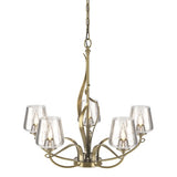 FLORA 5 ARM CHANDELIER BY HUBBARDTON FORGE, FINISH: MODERN BRASS, CLEAR GLASS,  , | CASA DI LUCE LIGHTING
