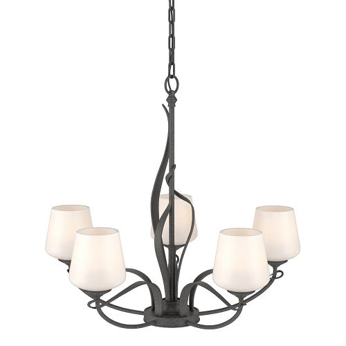 FLORA 5 ARM CHANDELIER BY HUBBARDTON FORGE, FINISH: NATURAL IRON, OPAL GLASS,  , | CASA DI LUCE LIGHTING