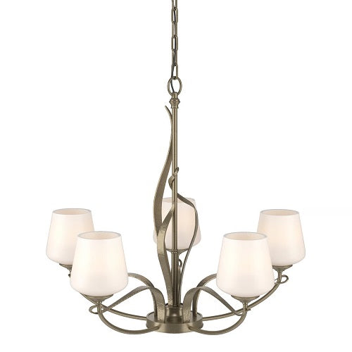 FLORA 5 ARM CHANDELIER BY HUBBARDTON FORGE, FINISH: SOFT GOLD, CLEAR GLASS,  , | CASA DI LUCE LIGHTING