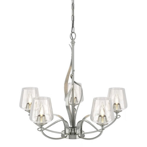 FLORA 5 ARM CHANDELIER BY HUBBARDTON FORGE, FINISH: STERLING, CLEAR GLASS,  , | CASA DI LUCE LIGHTING