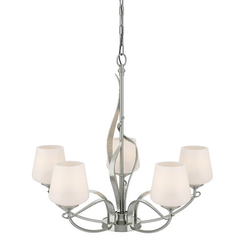 FLORA 5 ARM CHANDELIER BY HUBBARDTON FORGE, FINISH: STERLING, OPAL GLASS,  , | CASA DI LUCE LIGHTING