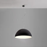 Giove Pendant Light By Egoluc-Black Color With White Interior Hanging On Ceiling