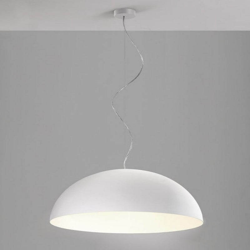 Giove Pendant Light By Egoluc-White Color With White Interior Hanging On Ceiling