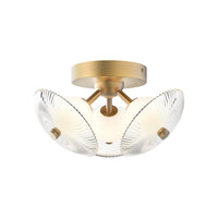Hera Ceiling Light by Alora Mood - Small, Brushed Gold/Clear Ribbed Glass
