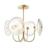 Hera Chandelier by Alora Mood - Brushed Gold/Clear Ribbed Glass