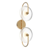 Hera Wall Sconce by Alora Mood - Double, Brushed Gold/Clear Ribbed Glass