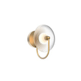 Hera Wall Sconce by Alora Mood - Single, Brushed Gold/Clear Ribbed Glass