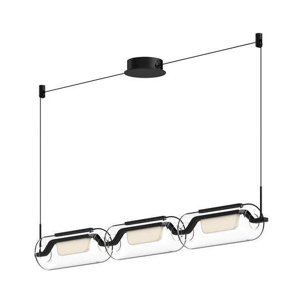 Hilo Linear Suspension by Kuzco - Black, In white background