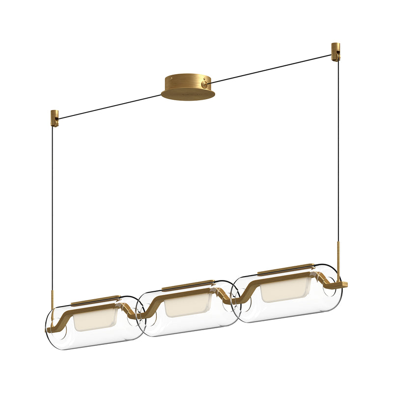 Hilo Linear Suspension by Kuzco - Brushed Gold, In white background