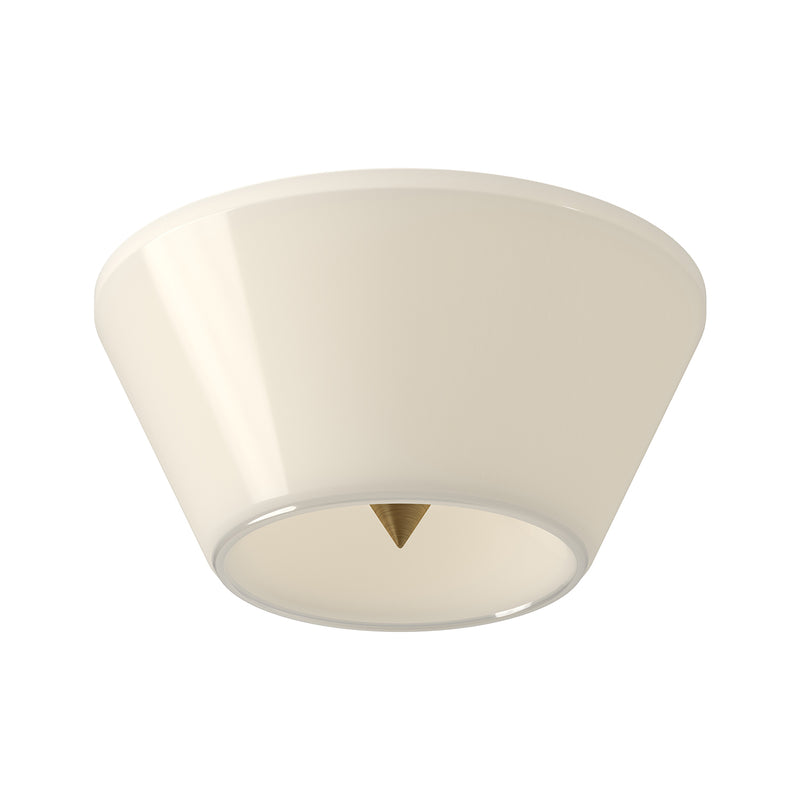 Holt Ceiling Light by Kuzco - Large, Brushed Gold/Glossy Opal Glass in white background