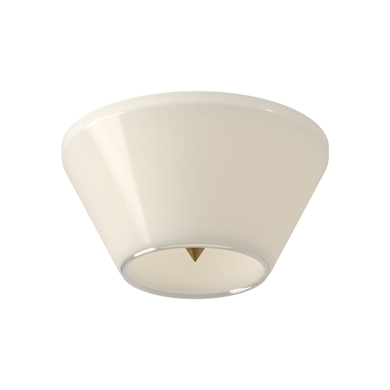 Holt Ceiling Light by Kuzco - Small, Brushed Gold/Glossy Opal Glass in white background