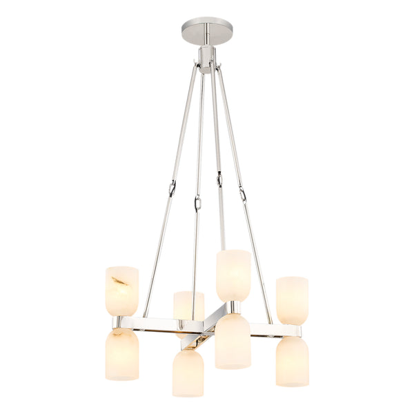 Lucian Double Chandelier By Alora, Finish: Polished Nickel, Shade Material: Alabaster