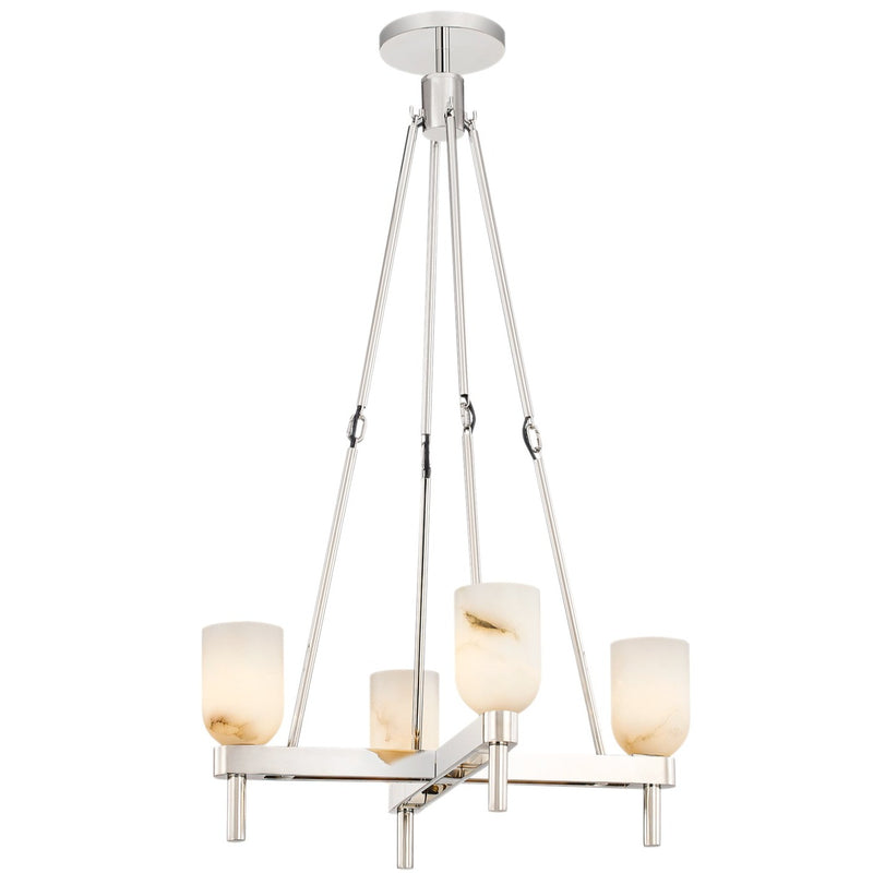 Lucian Chandelier By Alora, Finish: Polsihed Nickel, Shade Material: Alabaster