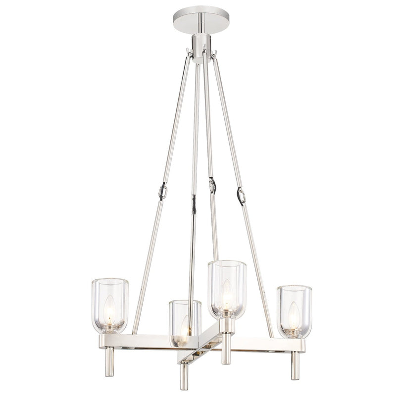 Lucian Chandelier By Alora, Finish: Polsihed Nickel, Shade Material: Clear Glass