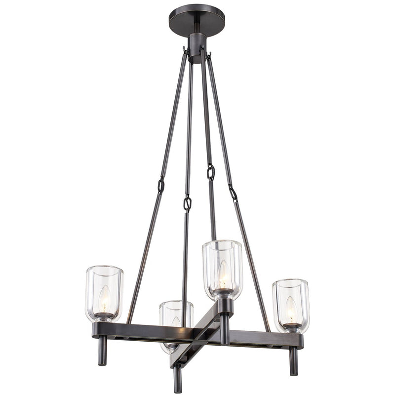 Lucian Chandelier By Alora, Finish: Urban Bronze, Shade Material: Clear Glass