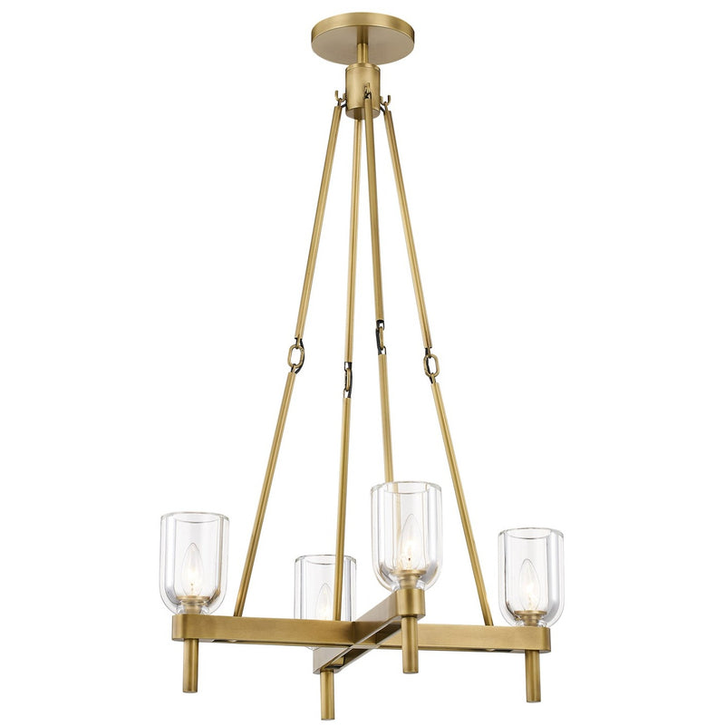 Lucian Chandelier By Alora, Finish: Vintage Brass, Shade Material: Clear Glass
