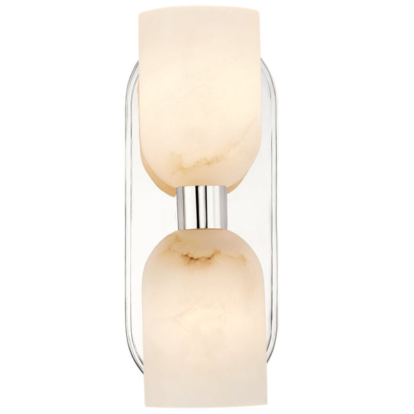 Lucian Double Wall Sconce By Alora, Finish: Polished Nickel, Shade Material: Alabaster
