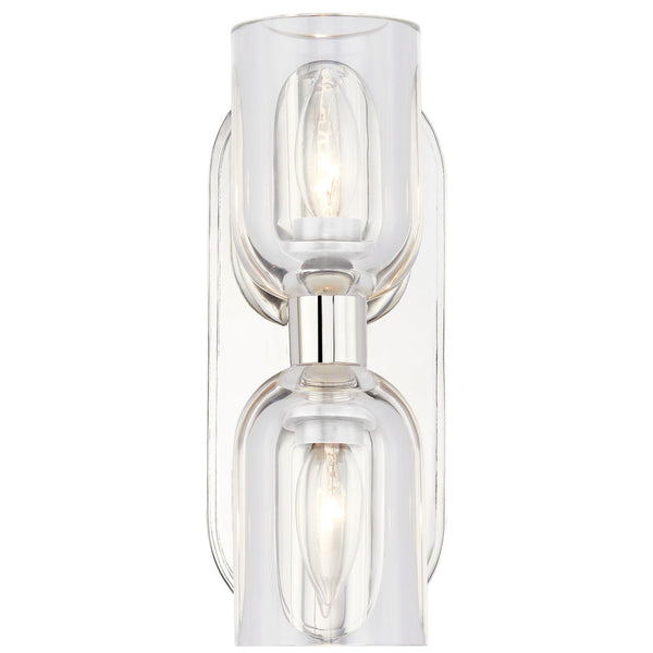 Lucian Double Wall Sconce By Alora, Finish: Polished Nickel, Shade Material: Clear Glass