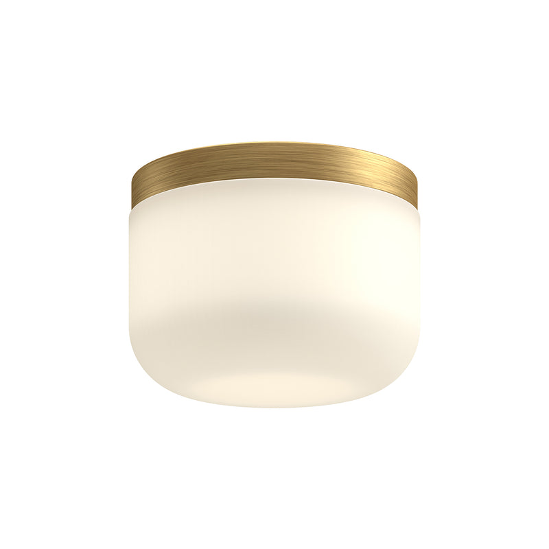 Mel Flush Mount by Kuzco - Brushed Gold/Opal Glass, In white background
