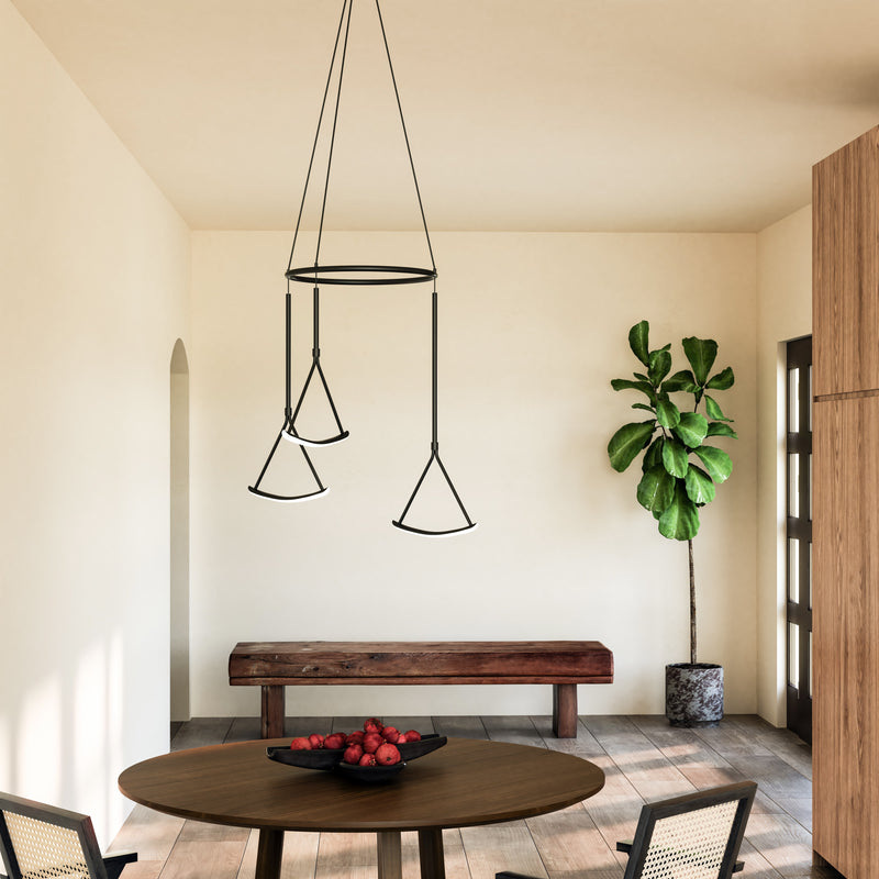 Mobil Chandelier by Kuzco - Black, Hanging above on round table