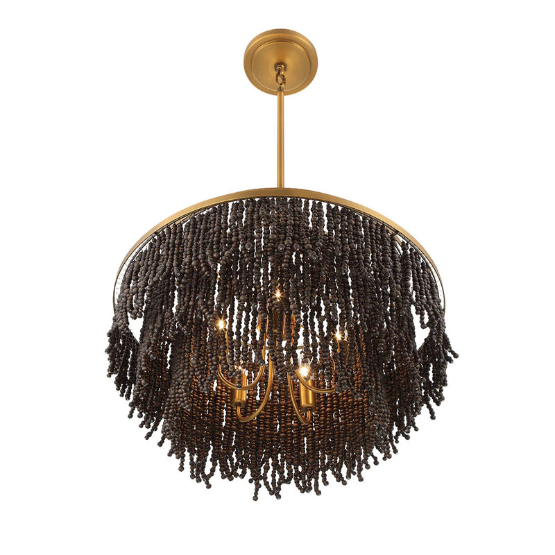 Molfetta Chandelier By Lib & Co, Finish: Antique Brass With Black Beads, Size: Large