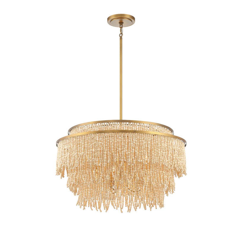Molfetta Chandelier By Lib & Co, Finish: Antique Brass With Cream Beads, Size: Large