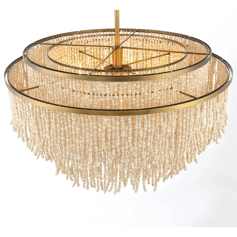Molfetta Chandelier By Lib & Co, Finish: Antique Brass With Cream Beads, Size: Large