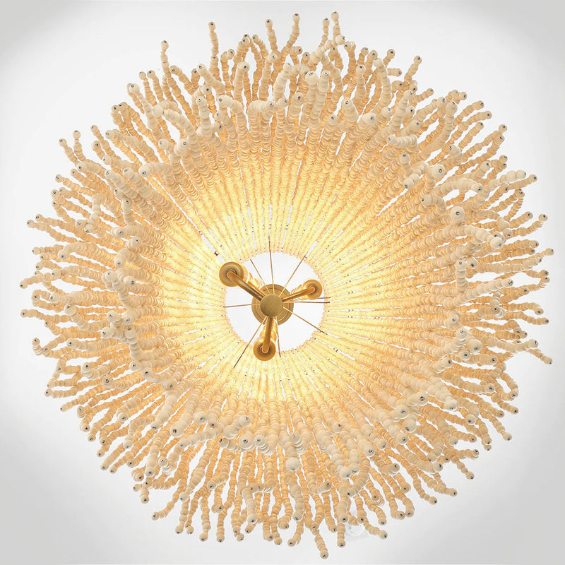 Molfetta Grand Chandelier By Lib & Co, Finish: Antique Brass With Cream Beads