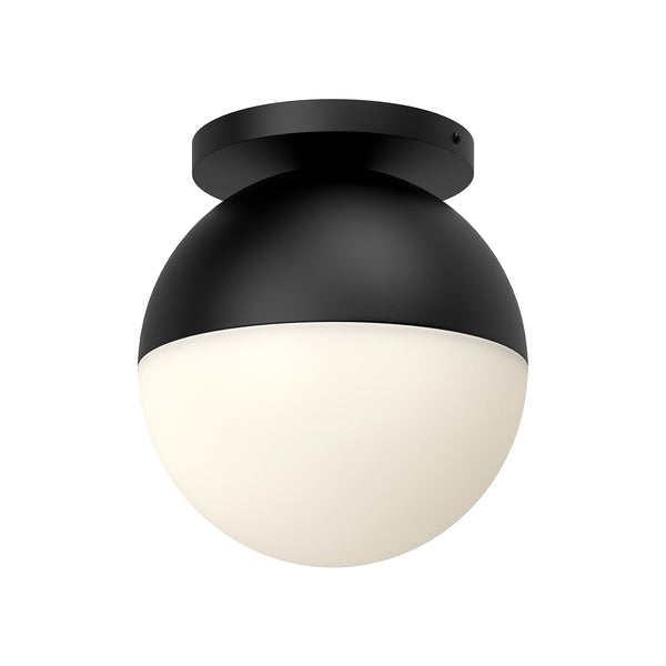 Monae Ceiling Light by Kuzco - Large, Black/Opal Glass in white background