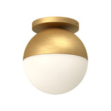 Monae Ceiling Light by Kuzco - Large, Brushed Gold/Opal Glass in white background