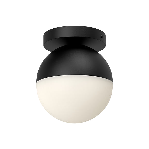 Monae Ceiling Light by Kuzco - Small, Black/Opal Glass in white background