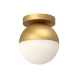 Monae Ceiling Light by Kuzco - Small, Brushed Gold/Opal Glass in white background