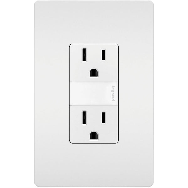 White Radiant 15A Tamper Resistant Outlet with Night Light by Legrand Radiant