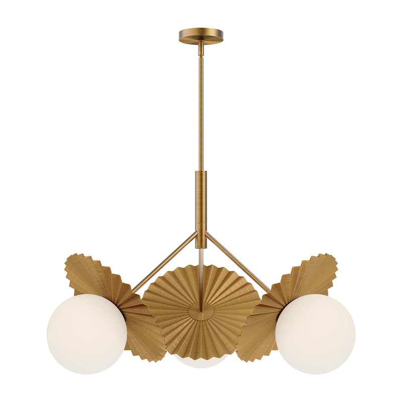 Plume Chandelier by Alora Mood - Large, Brushed Gold/Opal Glass