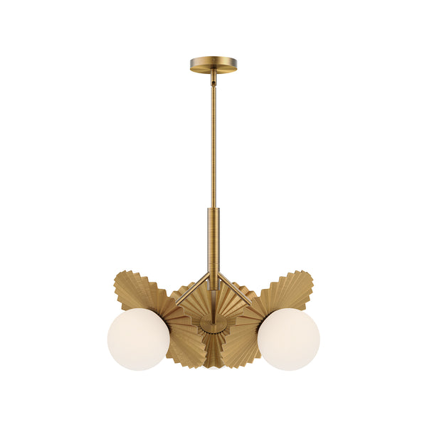 Plume Chandelier by Alora Mood - Small, Brushed Gold/Opal Glass