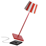 Poldina Lido Battery Operated Table Lamp, Color: White With Red Stripes