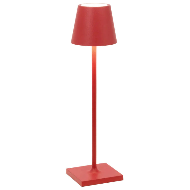 Poldina Pro Micro Battery Operated Table Lamp By Zafferano, Finish: Red