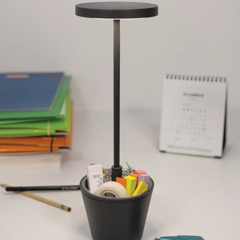 Poldina Reverso Battery Operated Table Lamp By Zafferano, Finish: Dark Grey