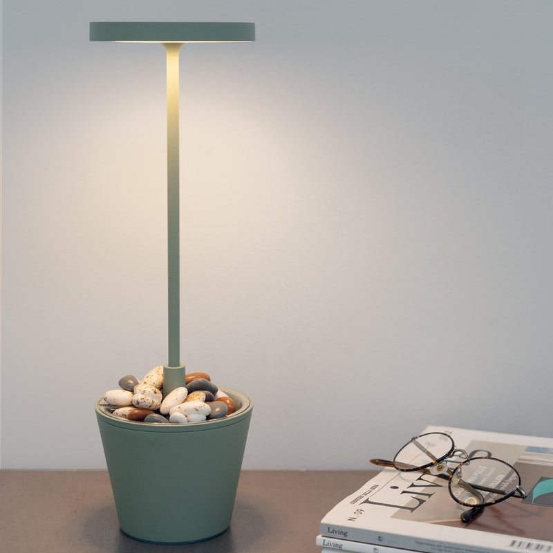 Poldina Reverso Battery Operated Table Lamp By Zafferano, Finish: Sage