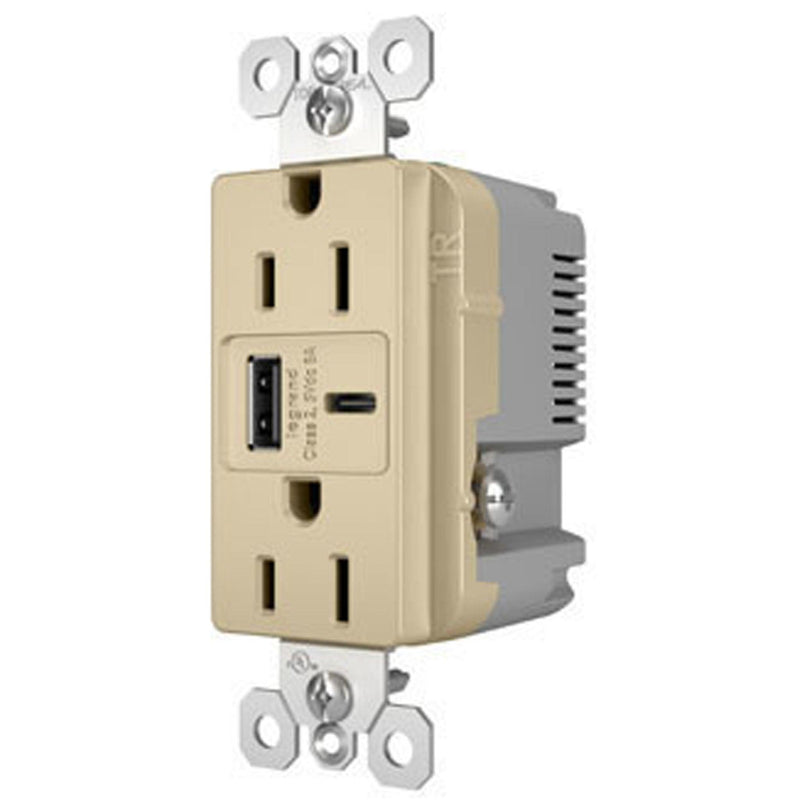 Ivory Radiant 15A Tamper Resistant Ultra Fast USB Type A/C Outlet by Legrand Radiant