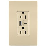 Ivory Radiant 15A Tamper Resistant Ultra Fast USB Type A/C Outlet by Legrand Radiant