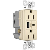 Light Almond Radiant 15A Tamper Resistant Ultra Fast USB Type A/C Outlet by Legrand Radiant
