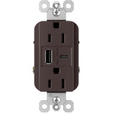 Dark Bronze Radiant 15A Tamper Resistant Ultra Fast USB Type A/C Outlet by Legrand Radiant