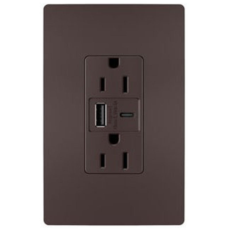 Dark Bronze Radiant 15A Tamper Resistant Ultra Fast USB Type A/C Outlet by Legrand Radiant