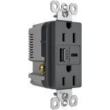Graphite Radiant 15A Tamper Resistant Ultra Fast USB Type A/C Outlet by Legrand Radiant