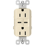 Light Almond Radiant 15A Tamper Resistant Ultra Fast USB Type C/C Outlet by Legrand Radiant